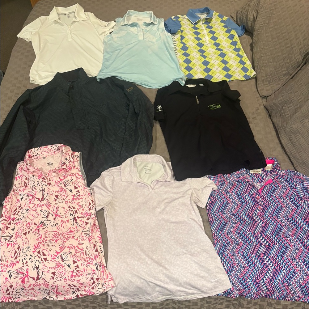 Women’s Golf Polo Shirts - White, Light Blue, Black, Pink, Purple